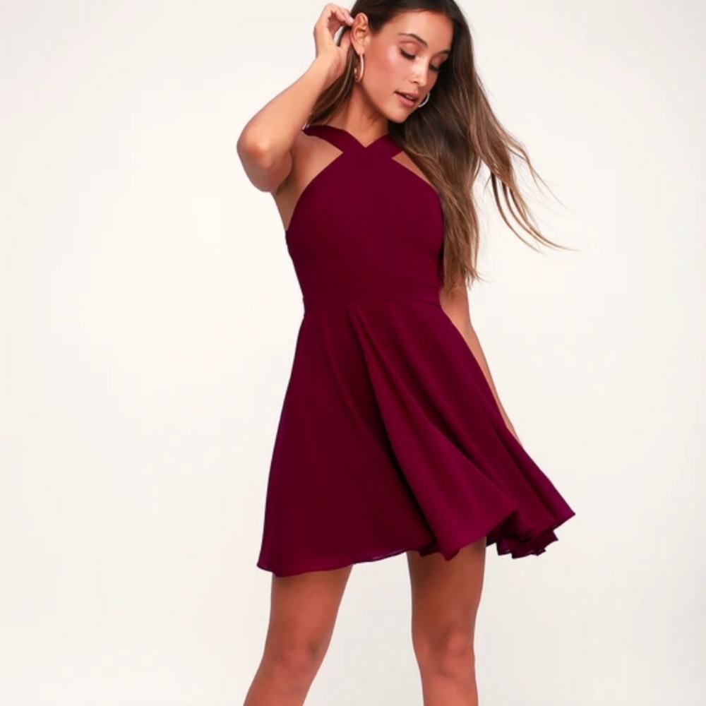 ♥️Burgundy Lulus skater dress